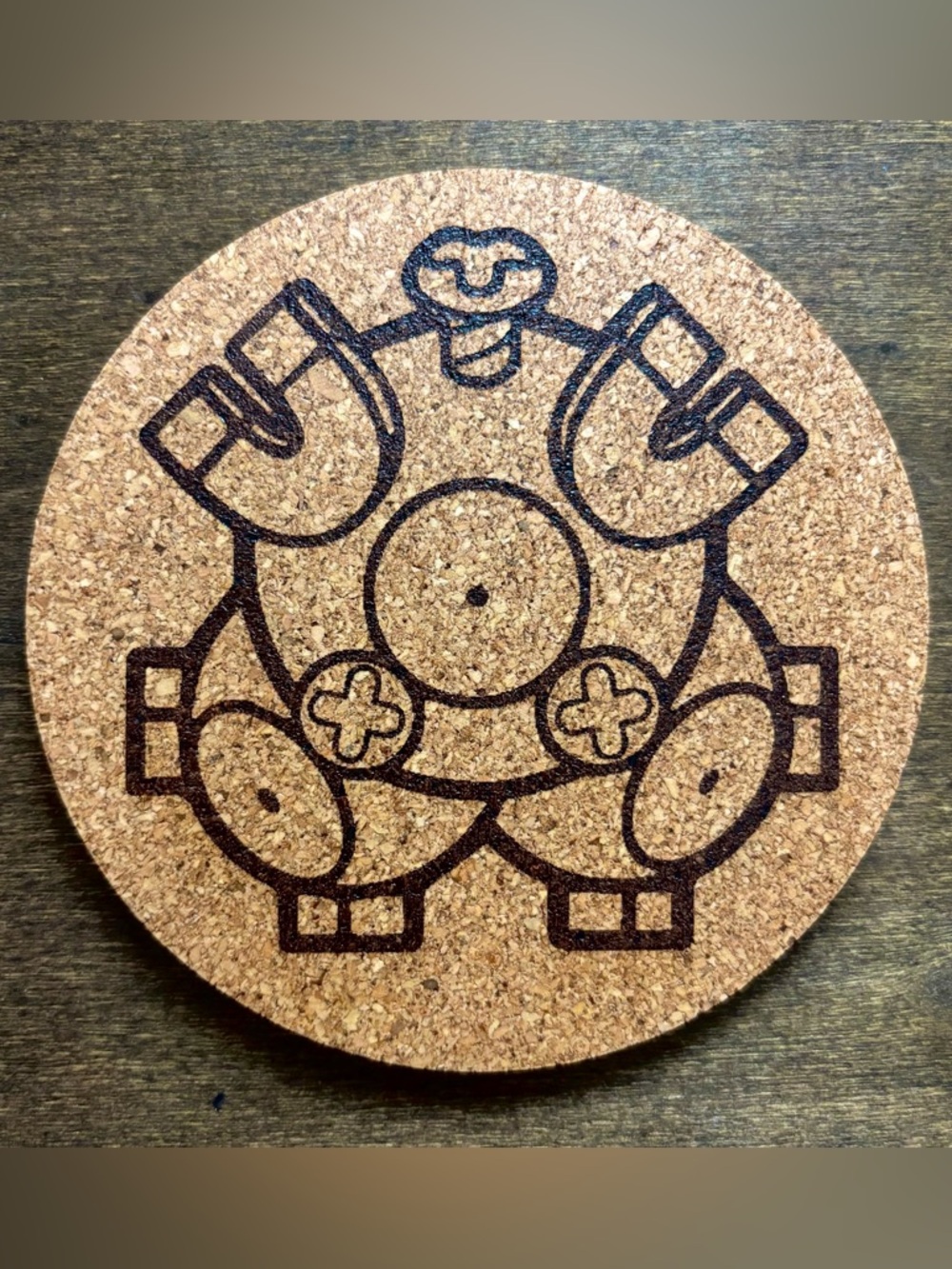 Pokemon Magneton Face Laser Engraved Cork Coaster